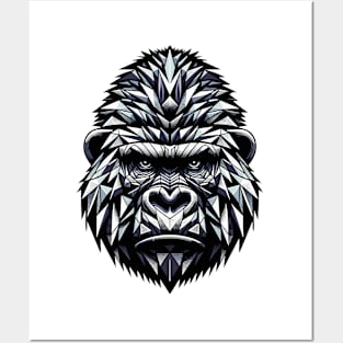 Abstract Geometric Gorilla - Black and White Design Posters and Art